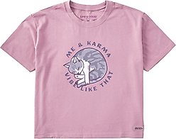 LIFE IS GOOD Women's Me & Karma Vibe Like That Short Sleeve Crusher Boxy Tee, Medium