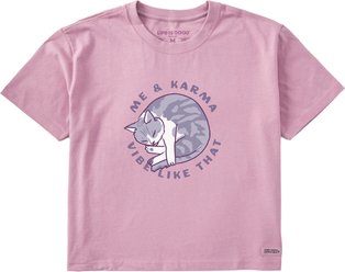 LIFE IS GOOD Women's Me & Karma Vibe Like That Short Sleeve Crusher Boxy Tee, Medium