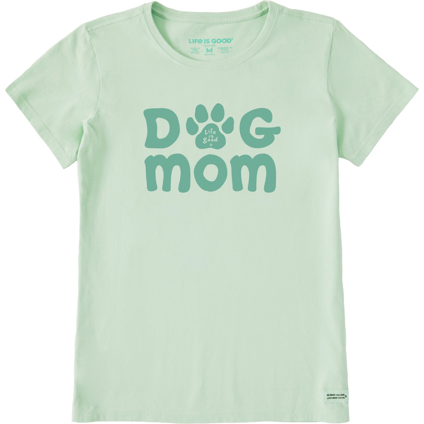LIFE IS GOOD Women's Dog Mom Paw Short Sleeve Crusher Tee, Medium