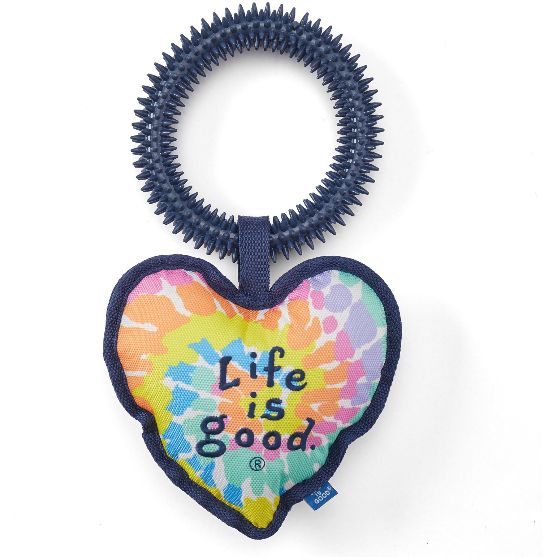 LIFE IS GOOD Vintage Tie Dye Heart Jumbo Oxford & Spike Dog Toy