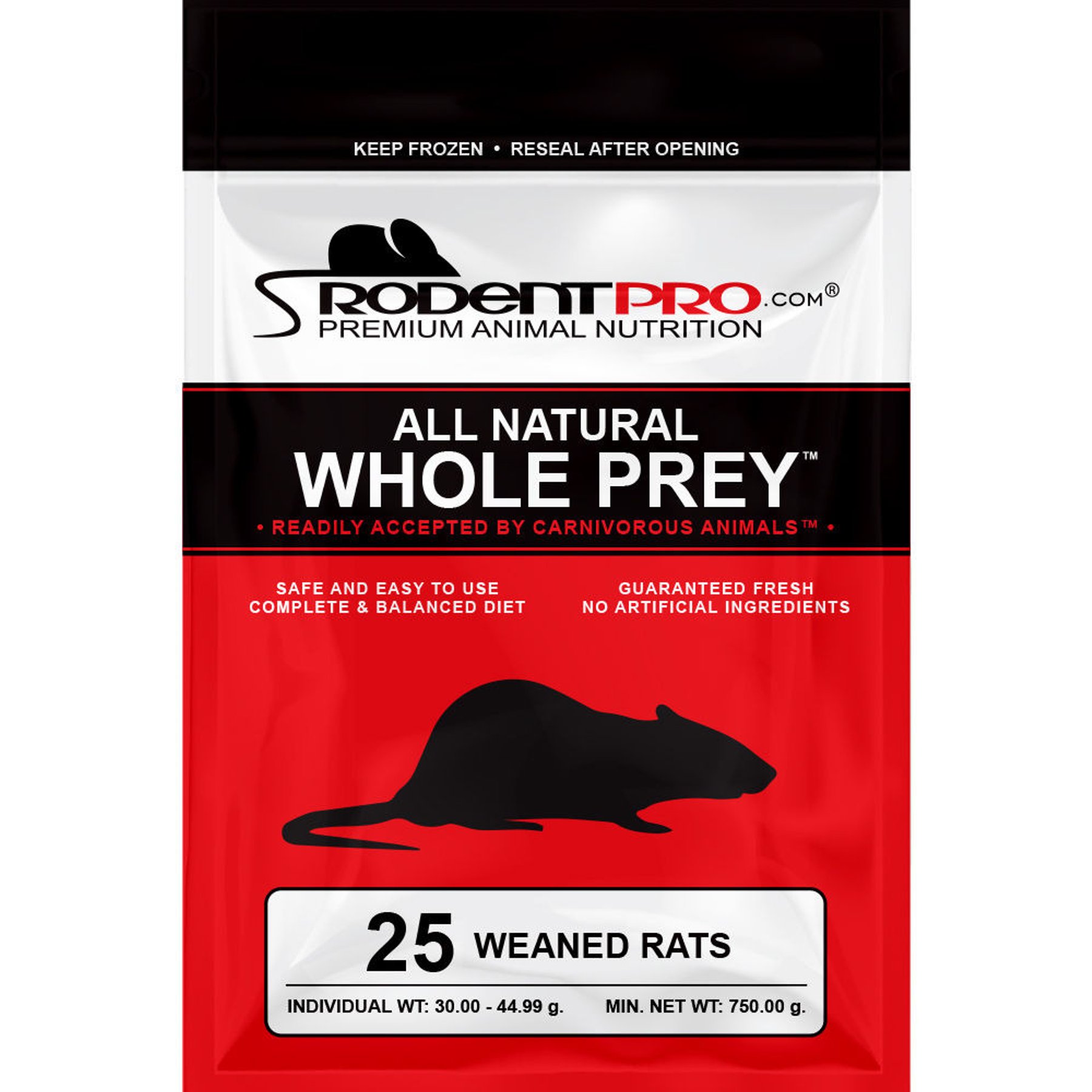 Rodent Pro Frozen Reptile Food, Weaned Rats, 25 count