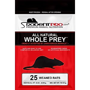 Rodent Pro Frozen Reptile Food, Weaned Rats, 25 count