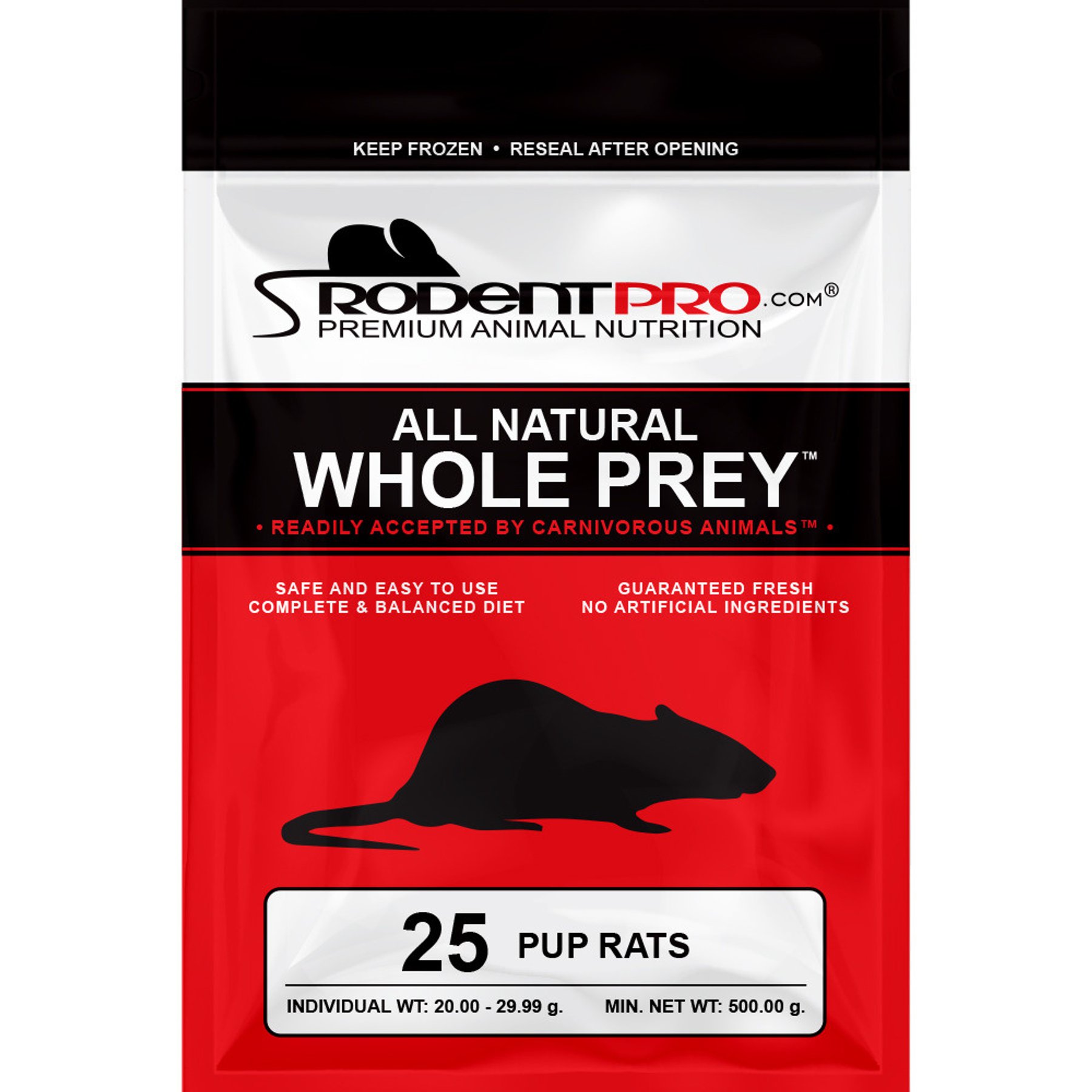 Rodent Pro Frozen Reptile Food, Pup Rats, 25 count