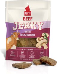 Plato Beef Jerky with Mushroom Dog Treats, 16-oz bag