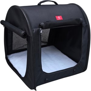 ONE FOR PETS Portable 2-in-1 Double Dog & Cat Kennel, Black