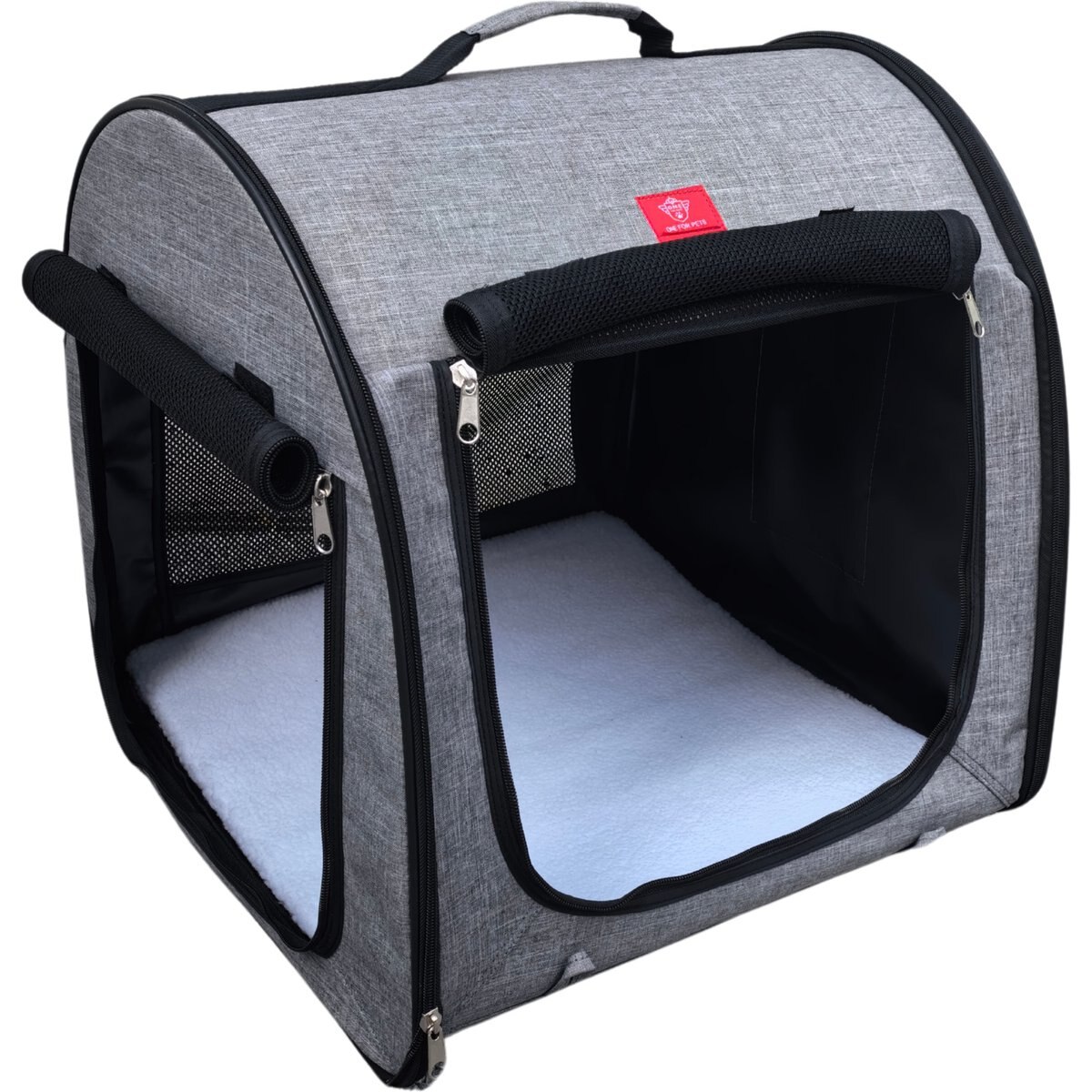 One for Pets Folding Fabric Portable Dog Kennel, Gray