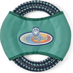 LIFE IS GOOD Tie Dye Jake Oval Double Rope Disc Dog Toy, Granite Green