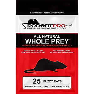 Rodent Pro Frozen Reptile Food, Fuzzy Rats, 25 count