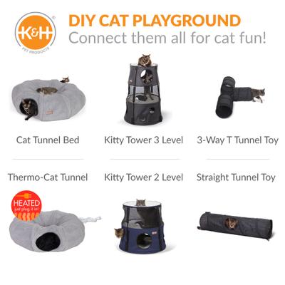 Show full view: K&H Pet Products Tunnel Thermo Heated Cat Bed, Grey slide 7 of 9