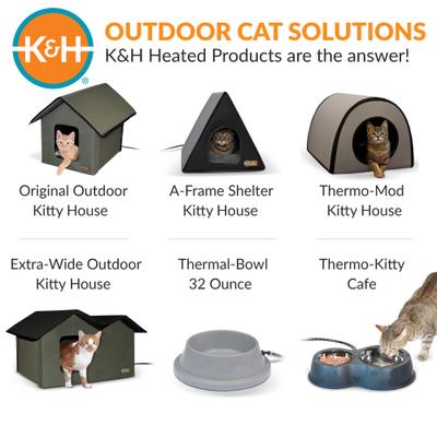 Show full view: K&H Pet Products Thermal-Bowl Outdoor Heated Cat & Dog Water Bowl, Slate Gray, 32-oz slide 9 of 15