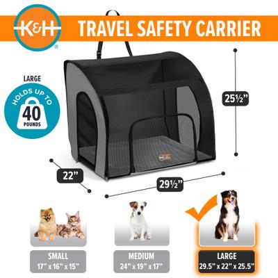 Show full view: K&H Pet Products Travel Safety Pet Carrier, Gray/Black, Large slide 2 of 12
