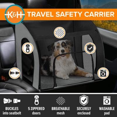 Show full view: K&H Pet Products Travel Safety Pet Carrier, Gray/Black, Large slide 5 of 12