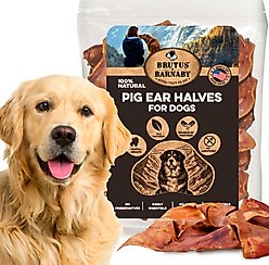 Brutus & Barnaby Thick Cut Half Pig Ear Natural Dog Chew Treats, 20 count