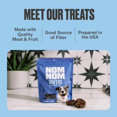 Show full view: Nom Nom Beef & Blueberry Wafers Dehydrated Dog Treats, 7-oz pouch slide 4 of 9