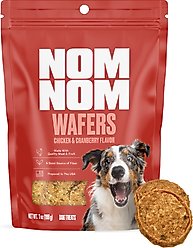 Nom Nom Chicken & Cranberry Wafers Dehydrated Dog Treats, 7-oz pouch