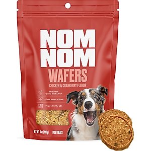Nom Nom Chicken & Cranberry Wafers Dehydrated Dog Treats, 7-oz pouch