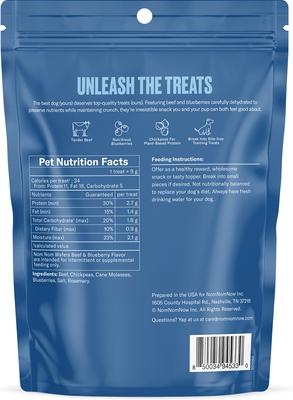 Show full view: Nom Nom Beef & Blueberry Wafers Dehydrated Dog Treats, 7-oz pouch slide 3 of 9