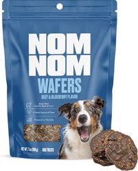 Nom Nom Beef & Blueberry Wafers Dehydrated Dog Treats, 7-oz pouch