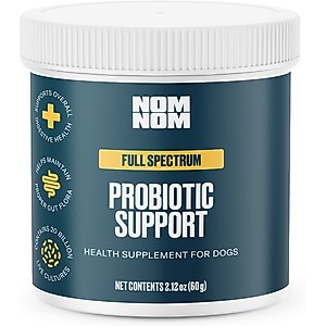 Nom Nom Probiotic Support Full Spectrum Digestive Health Powder Supplement Dog Food Topper, 2.12-oz jar