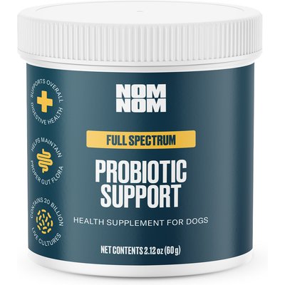 Nom Nom Nom Nom Probiotic Support Full Spectrum Digestive Health Powder Supplement Dog Food Topper, 2.12-oz jar