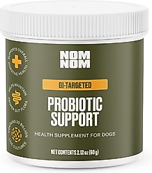 Nom Nom Probiotic Support GI Targeted Digestive Health Powder Supplement Dog Food Topper, 2.12-oz jar