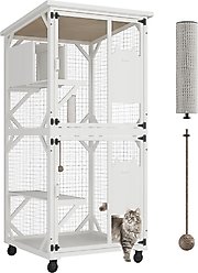 LovMor Catio Outdoor Cat House with Roof, White