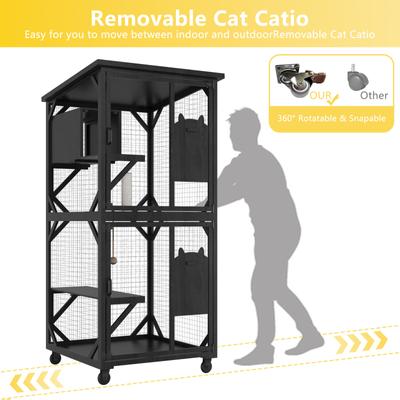 Show full view: LovMor Catio Outdoor Cat House with Roof, Black slide 7 of 10