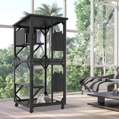 Show full view: LovMor Catio Outdoor Cat House with Roof, Black slide 4 of 10