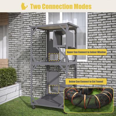 Show full view: LovMor Catio Outdoor Cat House with Roof, Grey slide 7 of 9