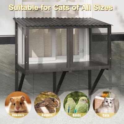 Show full view: LovMor Wooden Cat Window Perch, Grey slide 7 of 8