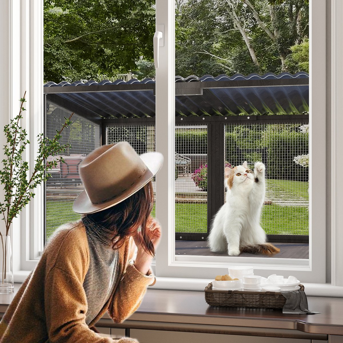 LovMor Wooden Cat Window Perch