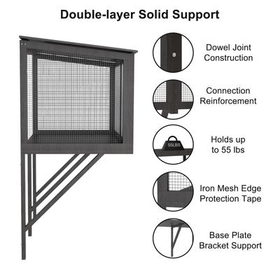 Show full view: LovMor Wooden Cat Window Perch, Grey slide 5 of 8