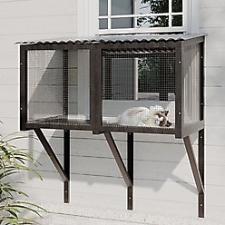 LovMor Wooden Cat Window Perch, Grey