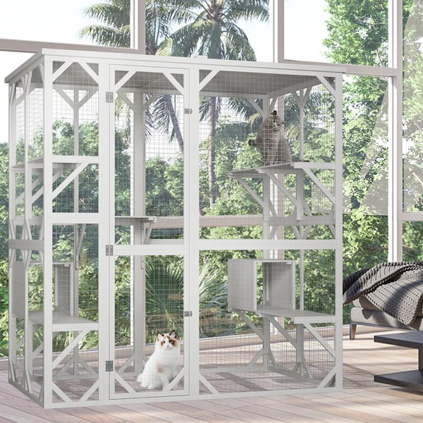 LovMor Catio Outdoor Wooden Cat House with Roof