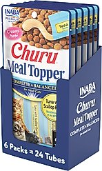 Inaba Churu Tuna with Scallop Recipe Grain-Free Cat Lickable Treats Food Topper, 0.5-oz pouch, 24 count