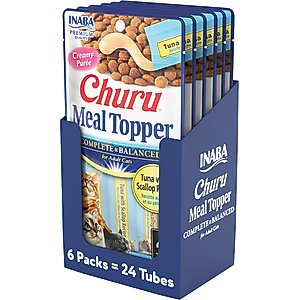 Inaba Churu Tuna with Scallop Recipe Grain-Free Cat Lickable Treats Food Topper, 0.5-oz pouch, 24 count