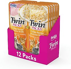 Inaba Twin Packs Chicken Recipe in Chicken Broth Grain-Free Cat Food Topper, 1.4-oz pouch, 12 count