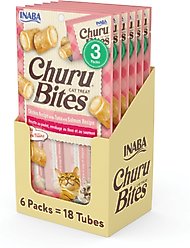 Inaba Churu Bites Chicken Wraps Tuna with Salmon Recipe Grain-Free Cat Treats, 0.35-oz tube, 18 count