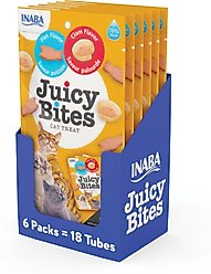 Inaba Juicy Bites Fish & Clam Flavor Soft & Chewy Cat Treats, 0.4-oz pouch, 18 count