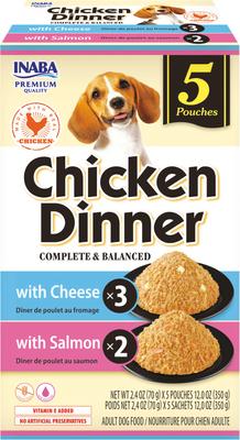 Show full view: Inaba Chicken Dinner Cheese & Salmon Wet Dog Food, 2.4-oz pouch, case of 15 slide 3 of 9