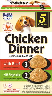 Show full view: Inaba Chicken Dinner Beef & Vegetable Wet Dog Food, 2.4-oz pouch, case of 15 slide 3 of 9