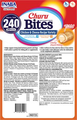 Show full view: Inaba Churu Bites Wraps Chicken & Cheese Recipe Soft & Chewy Dog Treats, 0.42-oz tube, 20 count slide 3 of 8