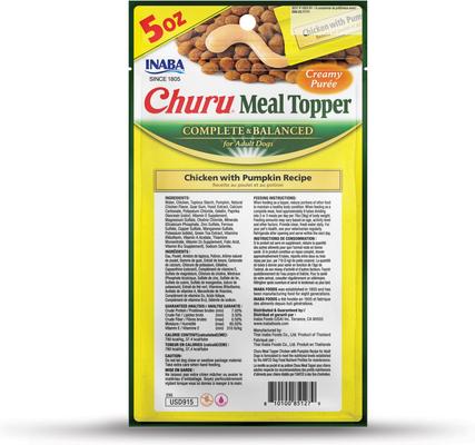 Show full view: Inaba Churu Chicken with Pumpkin Recipe Dog Food Topper, 1.69-oz tube, 18 count slide 3 of 10