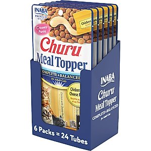 Inaba Churu Chicken with Cheese Recipe Grain-Free Cat Lickable Treats Food Topper, 0.5-oz pouch, 24 count