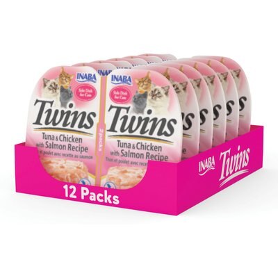 Inaba Inaba Twins Tuna & Chicken with Salmon Recipe Grain-Free Cat Food Topper, 1.23-oz pouch, 12 count