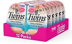 Inaba Twins Tuna & Chicken with Scallop Recipe Grain-Free Cat Food Topper, 1.23-oz pouch, 12 count
