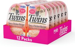Inaba Twins Tuna & Chicken Recipe Grain-Free Cat Food Topper, 1.23-oz pouch, 12 count