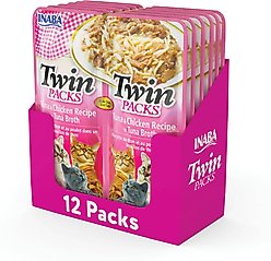 Inaba Twin Packs Tuna & Chicken Recipe in Tuna Broth Grain-Free Cat Food Topper, 1.4-oz pouch, 12 count
