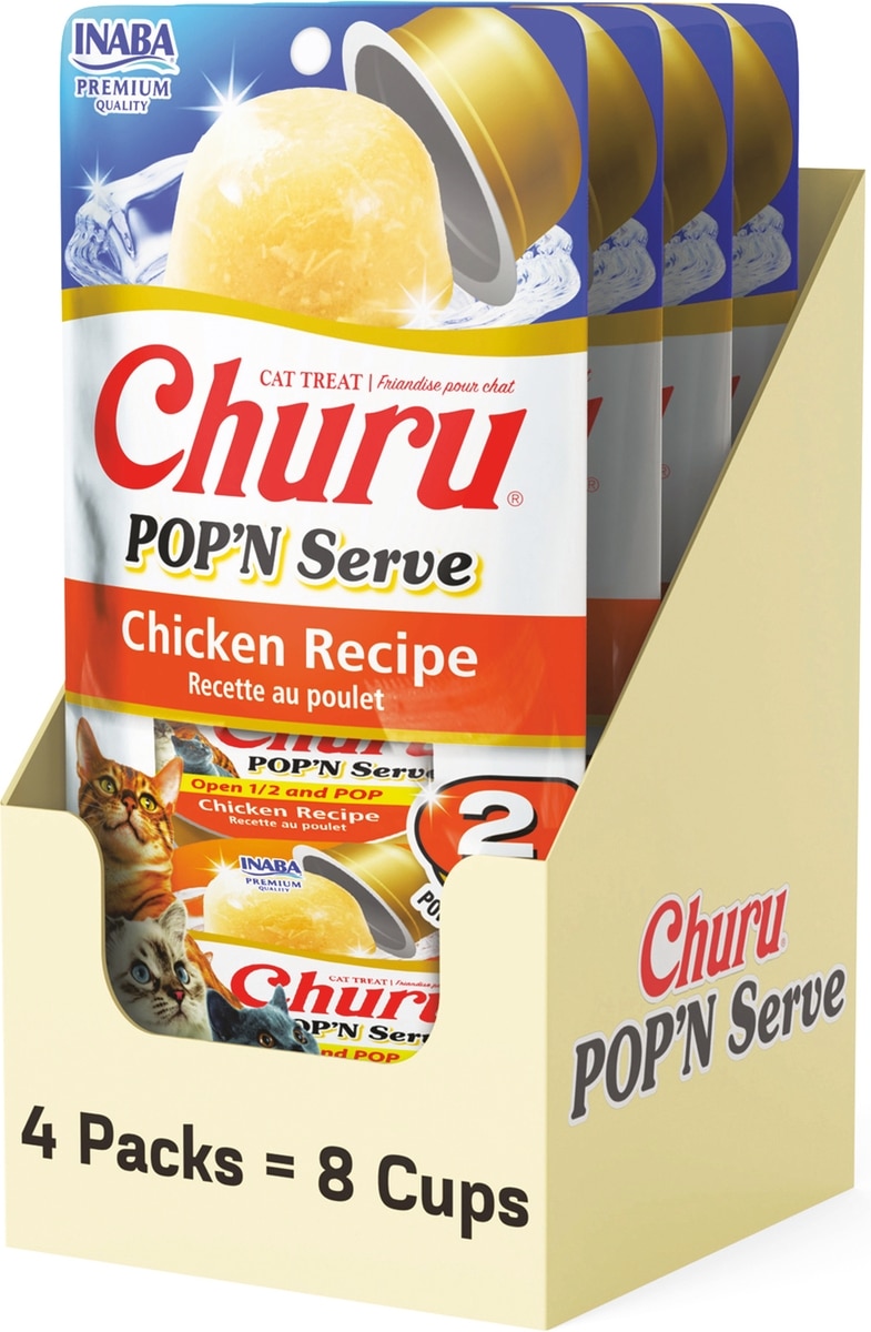 キャットフード chiru INABA Churu Cat Treats Lickable Creamy Purée, 0.5 Ounce Tube, 4