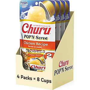 Inaba Churu Pop'n Serve Chicken Grain-Free Lickable Cat Treats, 1.2-oz cup, 8 count